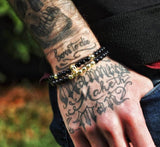 Bracelet Perles Homme Tête de Mort Luxueux en Pierre - Mon Bracelet Homme