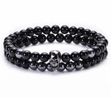 Bracelet Perles Homme Tête de Mort Luxueux en Pierre - Mon Bracelet Homme