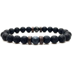Bracelet Perles Pierre Volcanique Homme - Mon Bracelet Homme