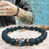 Bracelet Perles Pierre Volcanique Homme - Mon Bracelet Homme