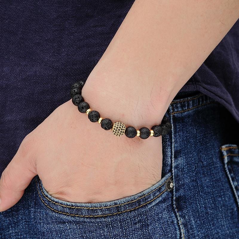 Bracelet Perles Volcanique Homme en Pierre - Mon Bracelet Homme