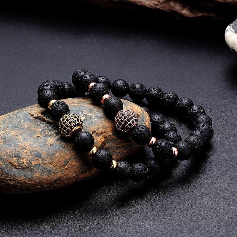 Bracelet Perles Volcanique Homme en Pierre - Mon Bracelet Homme
