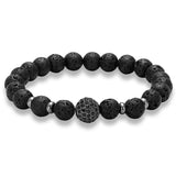 Bracelet Perles Volcanique Homme en Pierre