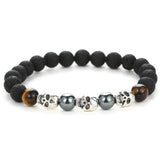 Bracelet Pierre de Lave avec Crâne