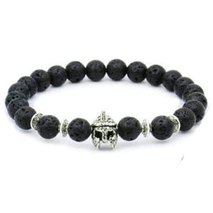 Bracelet Pierre de Lave Casque de Gladiateur en Perle - Mon Bracelet Homme