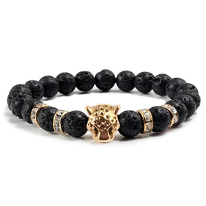 Bracelet Pierre de Lave Léopard Sauvage en Perle - Mon Bracelet Homme