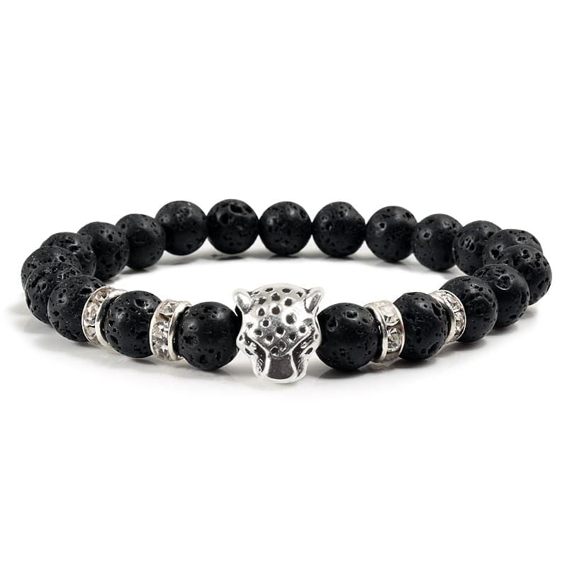 Bracelet Pierre de Lave Léopard Sauvage en Perle - Mon Bracelet Homme