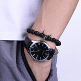 Bracelet Pierre de Lave Tête de Buffle en Perle - Mon Bracelet Homme