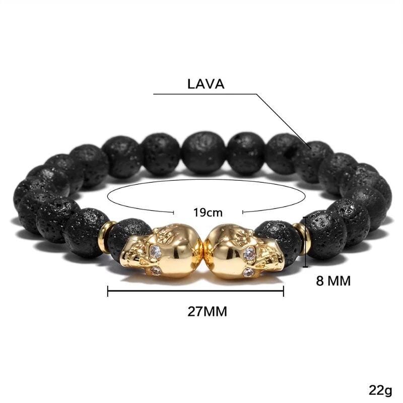 Bracelet Pierres de Lave Homme Crâne - Mon Bracelet Homme