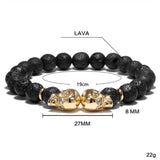 Bracelet Pierres de Lave Homme Crâne - Mon Bracelet Homme