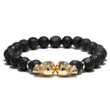 Bracelet Pierres de Lave Homme Crâne
