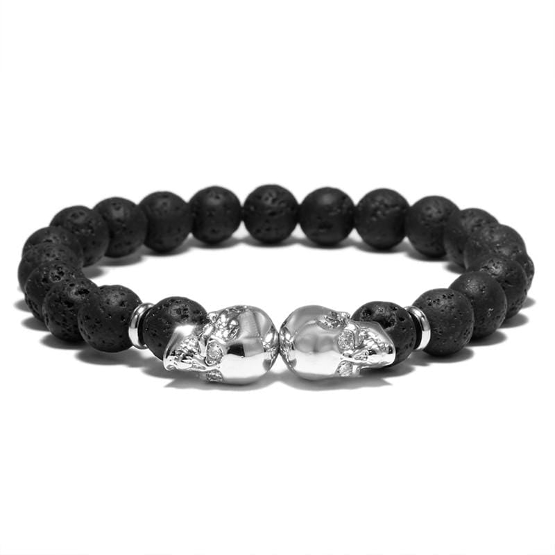 Bracelet Pierres de Lave Homme Crâne - Mon Bracelet Homme