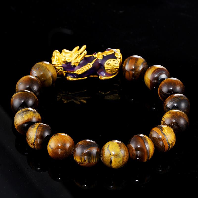 Bracelet Pixiu Chinois Homme en Oeil de Tigre en Perle - Mon Bracelet Homme