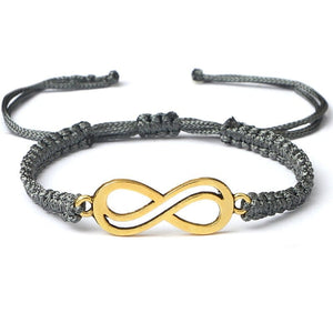 Bracelet Porte-Bonheur Infini Gris Tressé en Corde - Mon Bracelet Homme