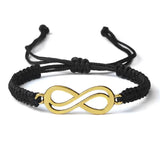 Bracelet Porte-Bonheur Infini Noir Tressé en Corde