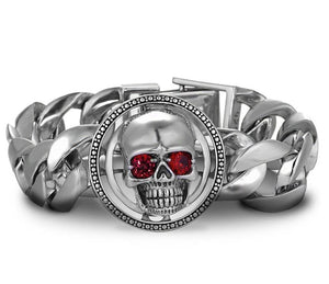 Bracelet Chic Argent Tête De Mort Strass | Mon Bracelet Homme