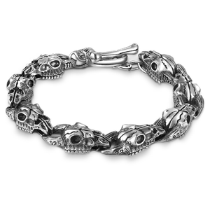 Bracelet Tête de Mort Taureau en Argent | Mon Bracelet Homme