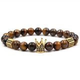 Bracelet Œil de tigre avec Couronne-Mon Bracelet Homme
