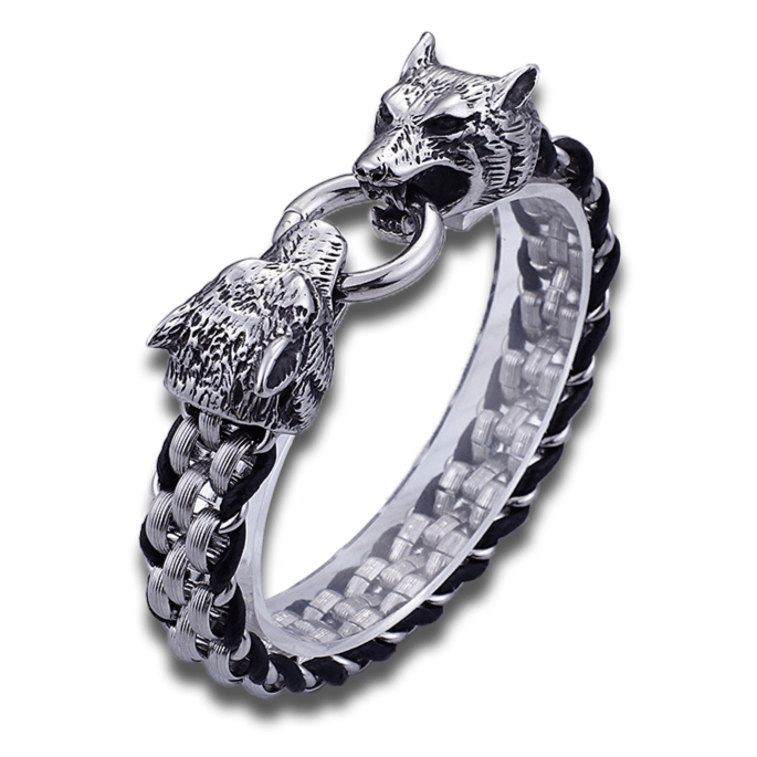 Bracelet Viking Tête de Loup acier inox