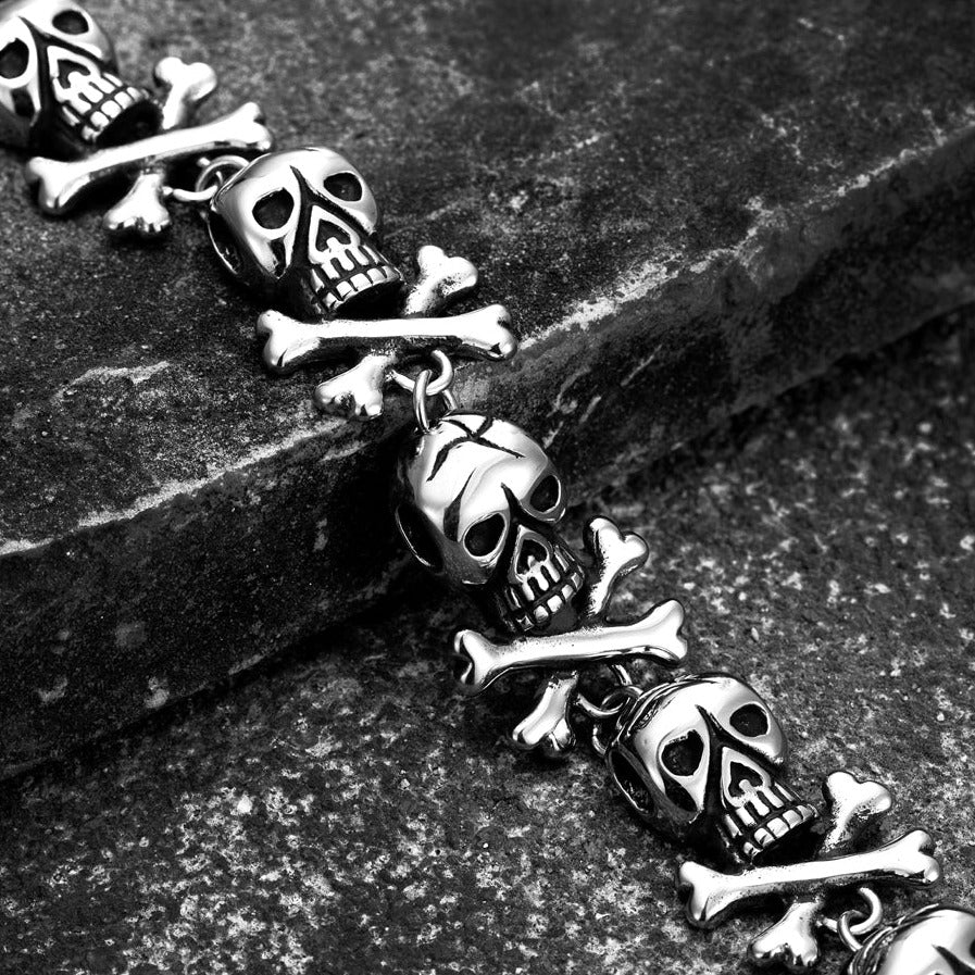 Bracelet Tête de Mort Pirate en Acier
