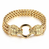 Bracelet Viking Geri et Freki Loup d'Odin or