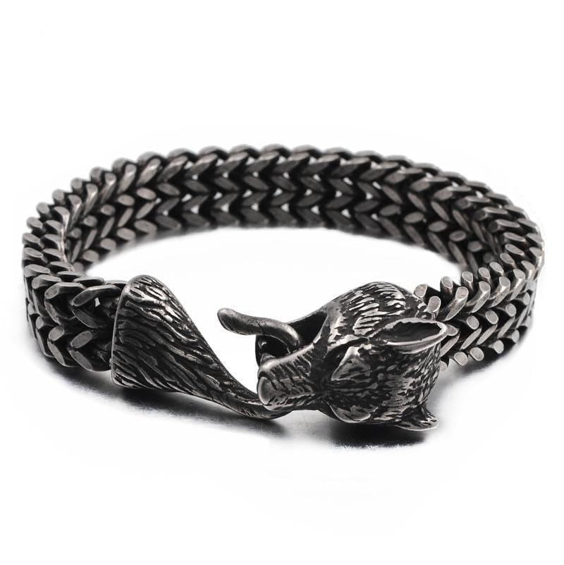 Bracelet Viking Fermoir Queue de Loup en Acier-Mon Bracelet Homme