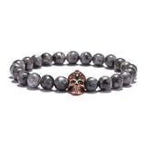 Bracelet Tête De Mort En Pierres Semi Precieuses-Mon Bracelet Homme