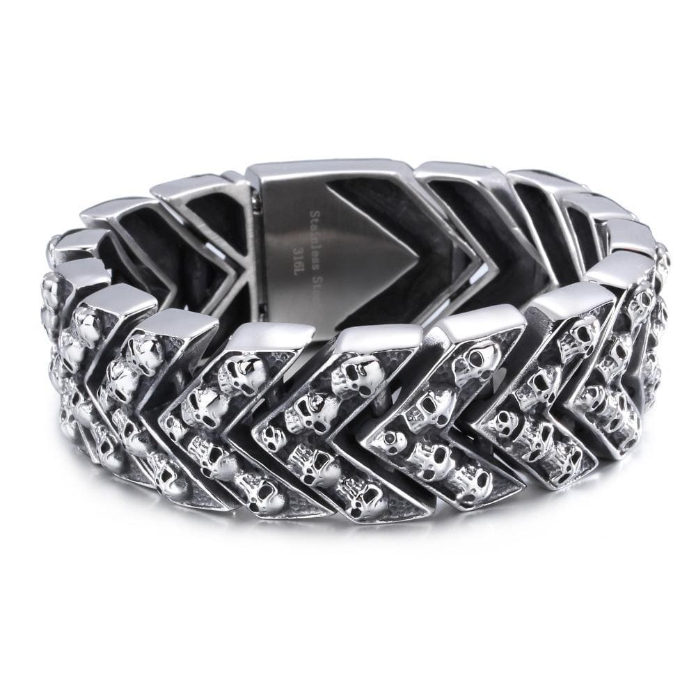 Bracelet Biker Tête de Mort Homme en Acier | Mon Bracelet Homme
