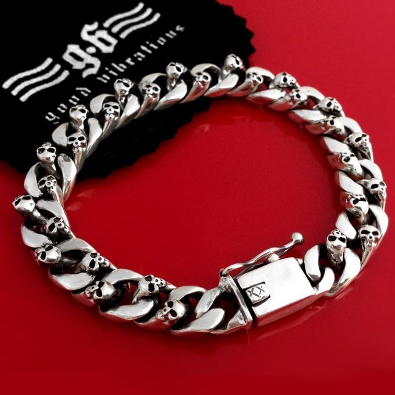 Bracelet Tête De Mort en Argent Massif | Mon Bracelet Homme
