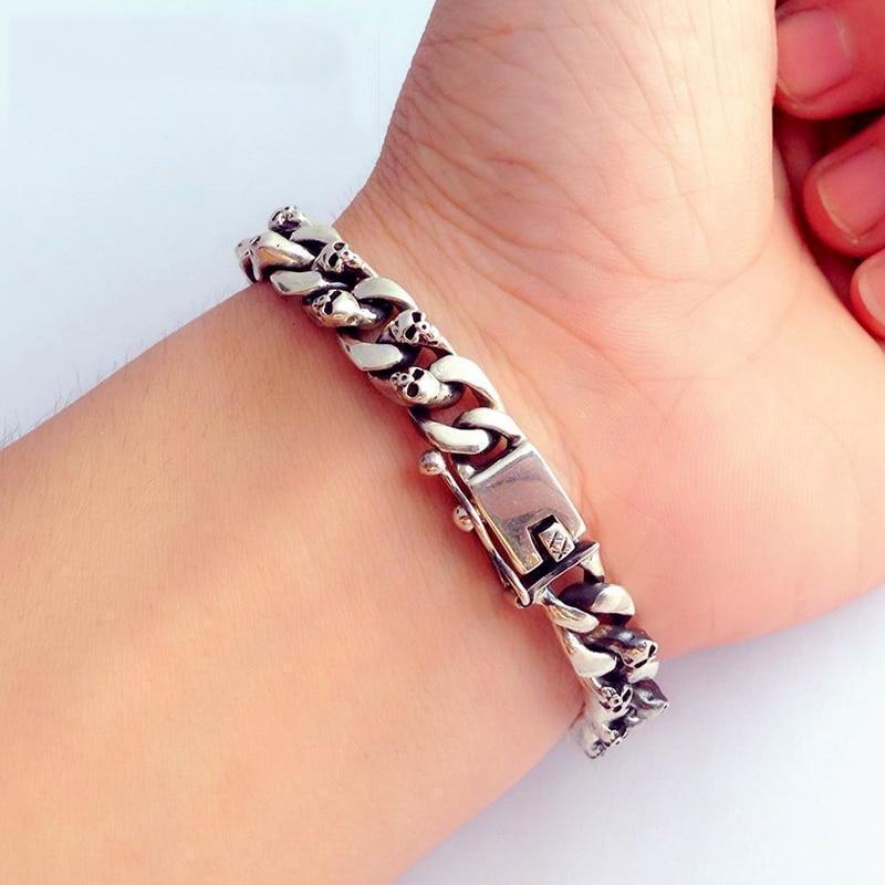 Bracelet Tête De Mort en Argent Massif | Mon Bracelet Homme