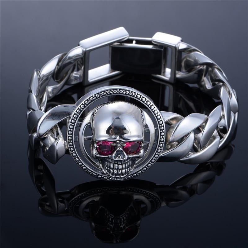 Bracelet Chic Argent Tête De Mort Strass | Mon Bracelet Homme
