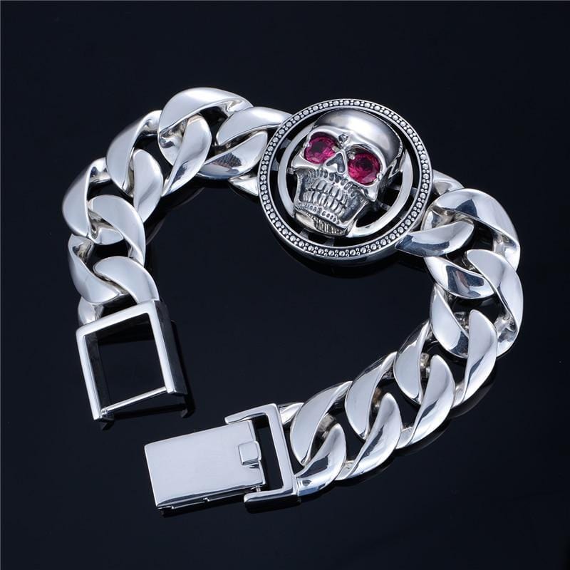 Bracelet Chic Argent Tête De Mort Strass | Mon Bracelet Homme
