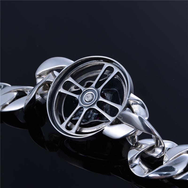 Bracelet Chic Argent Tête De Mort Strass | Mon Bracelet Homme