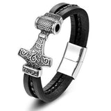 Bracelet Viking Marteau de Thor en Cuir