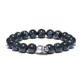 Bracelet En Pierre Noir Tête De Mort Homme | Mon Bracelet Homme