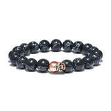 Bracelet En Pierre Noir Tête De Mort Homme | Mon Bracelet Homme