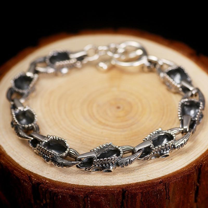 Bracelet Tête de Mort Taureau en Argent | Mon Bracelet Homme