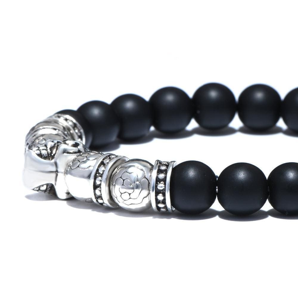 Bracelet Tête De Mort Homme Noir Mat | Mon Bracelet Homme