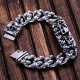Gourmette Luxe Tête de Mort en Argent | Mon Bracelet Homme