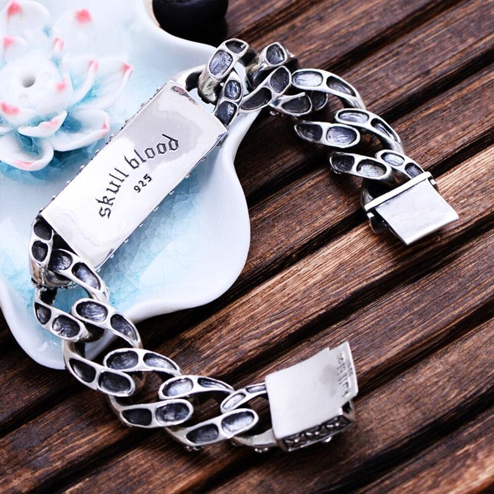 Gourmette Luxe Tête de Mort en Argent | Mon Bracelet Homme