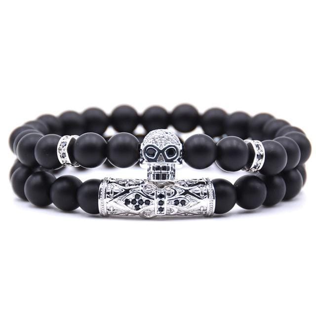 Bracelet Tête De Mort en Onyx-Mon Bracelet Homme