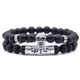 Bracelet Tête De Mort en Onyx-Mon Bracelet Homme