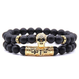 Bracelet Tête De Mort en Onyx-Mon Bracelet Homme