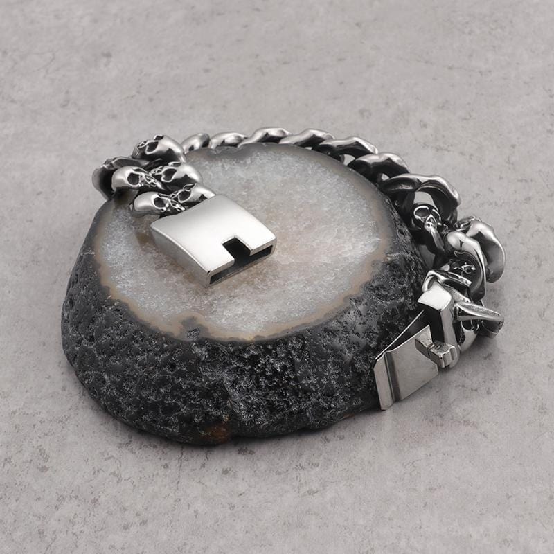 Bracelet Tête de Mort en Acier Inoxydable | Mon Bracelet Homme