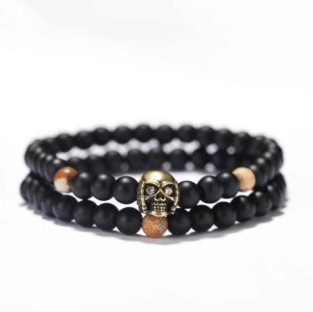 Bracelet Tête De Mort Biker en Perles Homme-Mon Bracelet Homme