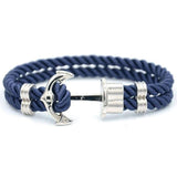 Bracelet Ancre Argentée MBH en Nylon Bleu pour Homme