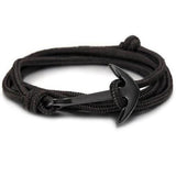 Bracelet Ancre Marine Noir en Cordon