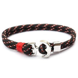 Bracelet Ancre Marine Noir et Rouge en Corde
