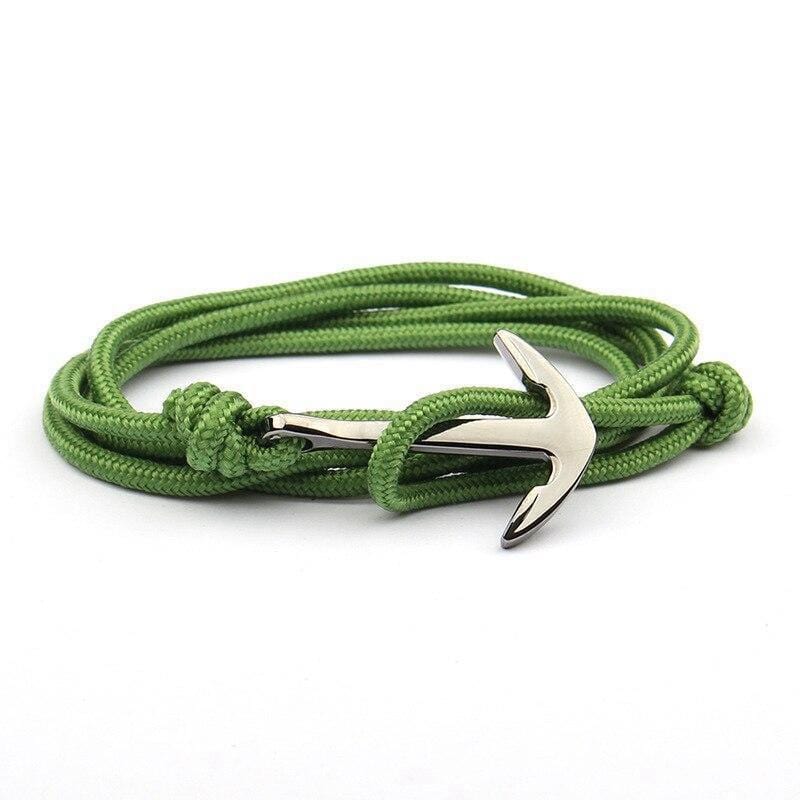 Bracelet Ancre Marine Vert en Corde - Mon Bracelet Homme