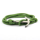 Bracelet Ancre Marine Vert en Corde